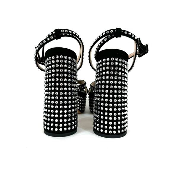 Hill House Home The Party Platform Black Suede Rhinestone Sandals 40 Studed Shoe - Picture 5 of 7